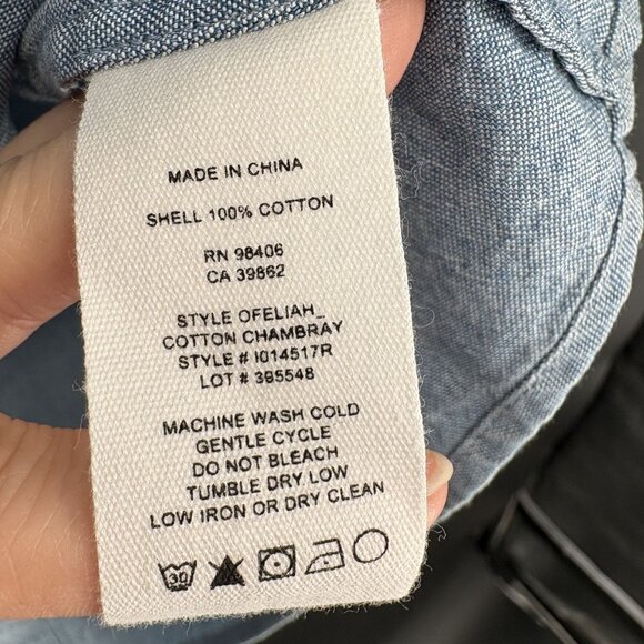 Theory Women's Ofelia Cotton Chambray Split Back Tunic Blouse S Light Blue - Picture 6 of 8